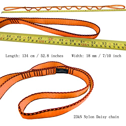 53 Inches Nylon Daisy Chains Rope Climbing Lanyard Straps Looped Strong Slings 23 kN Aerial Yoga Webbing - color: 1PC Orange