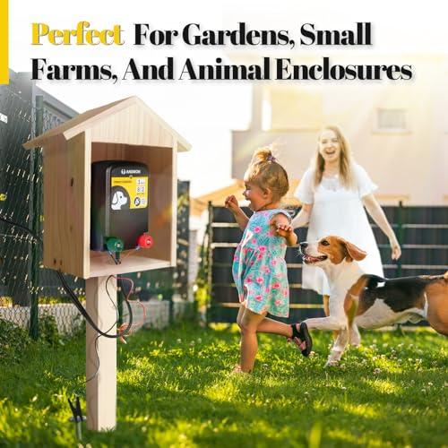 0.12 Joule Electric Fence, AC-Powered Electric Fence Charger for 2 Miles & 8 Acre Protection, Electric Fence Energizer Ideal for Gardens, Backyards & Small Livestock