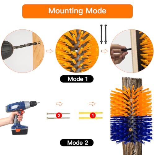 2PCS Pig Scratching Brush and 1PC Cleaning Brush, Self-Grooming Livestock Brushes with 8 Mounting Screws, Effective Itch Relief Brush for Pigs, Donkeys, Sheep and Deer