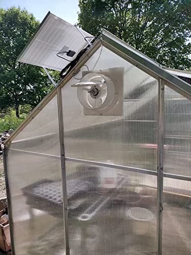 blessny 8" Solar Exhaust fan for Greenhouse, Chicken Coop, Shed & Pet House | 25W Solar Powered Ventilation Vent Fan for Outdoor Air Circulation - size: 8" Fan Kit