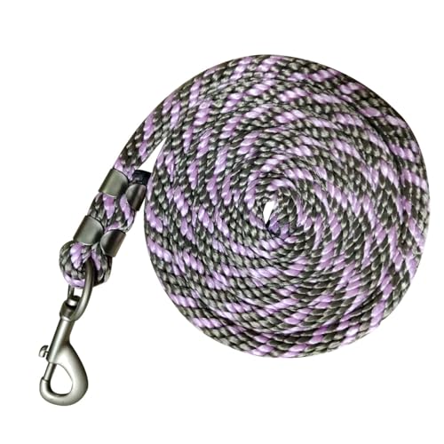 Horse Poly Lead Rope with Heavy Duty Bolt Snap, Braided Rope for Horse and Livestock (Light Purple/Silver) - color: Light Purple/Silver