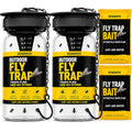 Outdoor Fly Trap [2 Pack] Fly Traps Outdoor with Dissolvable Non-Toxic Bait - Controls Flies for Patios, Hanging Fly Traps with Tie Included - size: 2 Pk
