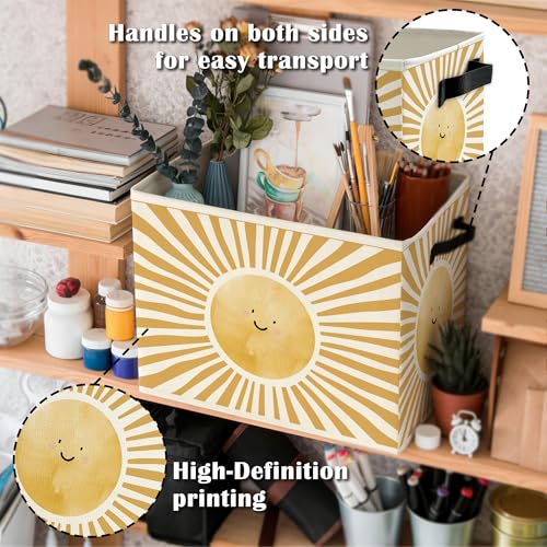 Boho Sunshine Classroom Storage Bins Box with Handles, Cute Boho Abstract Sunshine Collapsible Basket Organizer for Kids Nursery Room Bedroom Bathroom Books Clothes - color: Color05