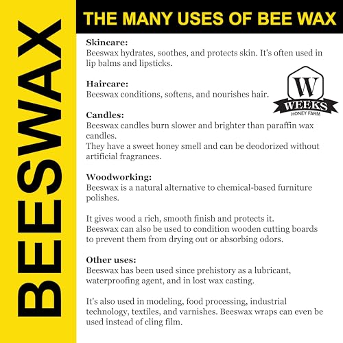 All Natural Food Grade Beeswax is Excellent for Polishing, Sealing, Cleaning Wood, Leather and Other Surfaces; 100% American Sourced; Made in USA (1 lb) - size: 16 Ounce (Pack of 1)