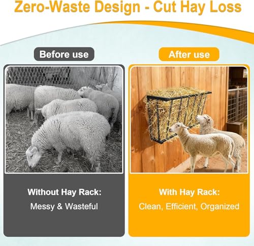 20'' Metal Wall Mount Hay Feeder, 15 Gallon Livestock Feeder | for Goats Horses Cattle, Indoor/Outdoor Hay Rack Blanket Holder