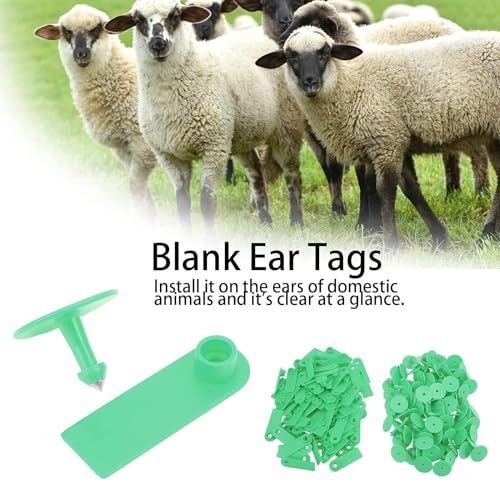 100PCS Cattle Ear Tags, Blank Cattle Ear Tags TPU Cow Ear Tags Farm Goat Ear Tags Livestock Large Size Livestock Identification Ear Tags for Identification Cattle,Sheep Goat, Pig(Green) - color: Green