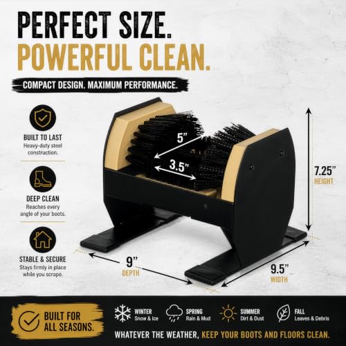 Deluxe Metal and Plastic Frame Shoe Cleaner and Boot Scraper, Portable or Floor-Mounted Scrubbing Brush for Outdoor Use, Removes Mud, Snow and Sand - Ideal for All Boot and Shoe Sizes, Deluxe - size: Deluxe