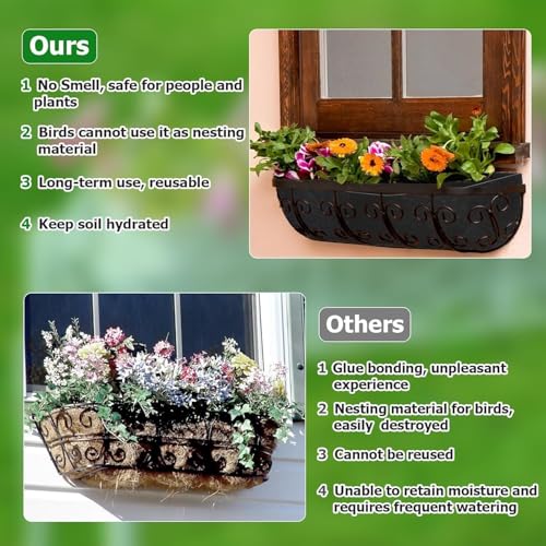 Planter Liners for Window Box, 30 Inch 4Pcs Non-Woven Plant Inserts | Outdoor Hanging Flower Box Liner, Plant Liner Replacement, Window Basket Trough Inserts, Breathable Garden Planter Accessorie - size: 30 Inch