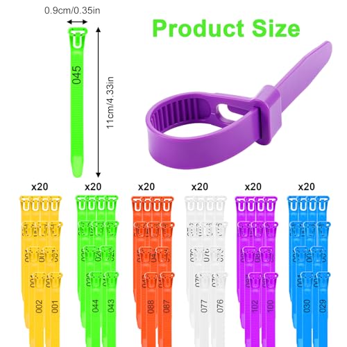 120Pcs Leg Bands for Chickens, Numbered Chicken Leg Bands 1-120 | 6colors(20 Each),Numbered 1-120.Pp Plastic,Self-Locking,Fluorescent.For Poultry Tracking,Chickens