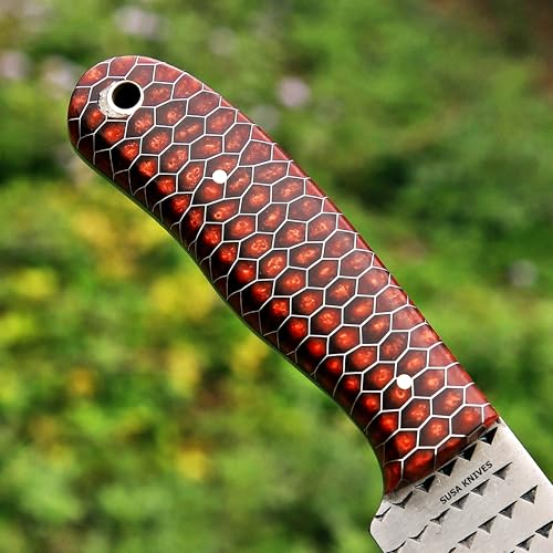 Custom Handmade 7'' fixed blade hoof rasp knife/Cow boy knife/Bull cutter Cowboy knives with pancake leather sheath (COOPER CONE) - color: COOPER CONE