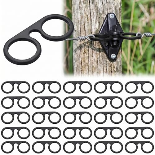 25 Pcs T-Post Electric Fence Gate Hook Heavy Duty Eyelet Set, Pin-Lock Insulator Gate Connector for High Tensile Ranch Farm and Property Fencing (Black) - color: Black