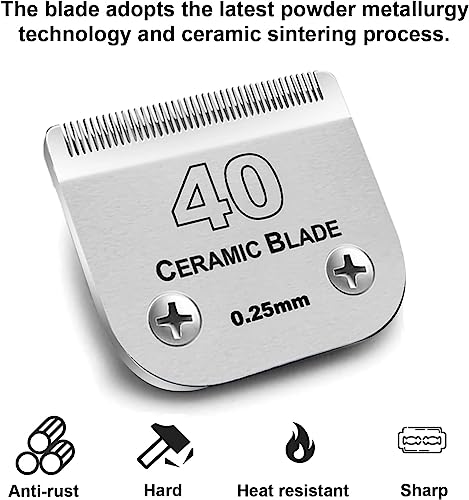 3PCS 40 Blades Dog Grooming Blades Compatible with Andis/Wahl Dog Clipper | Cut Length 1/100"(0.25mm),Dog Clipper Blade compatible with Oster A5 ,Ceramic Blade & Stainless Steel Blade - color: 3pack #40
