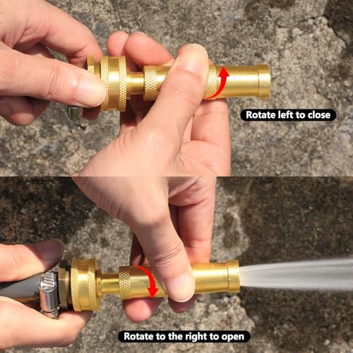 Brass Adjustable High Pressure Hose Nozzle - 3/4 GHT Thread for Watering, Cleaning & More - color: Sprinkler+Nozzle