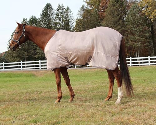 TuffRider Comfy Mesh Fly Sheet | UV Protection Horse Sheet, Standard Neck, 130 Grams Breathable Polyester Mesh- Adobe Rose- 84 - color: Adobe Rose, size: 75