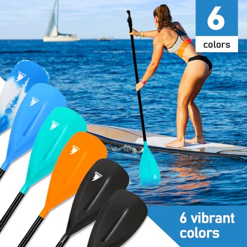 Karltion SUP Paddle - 3-Piece Adjustable Aluminium SUP Paddle with Glass Fiber Blade for Surfing, Floating, Water Sports - color: Turquoise