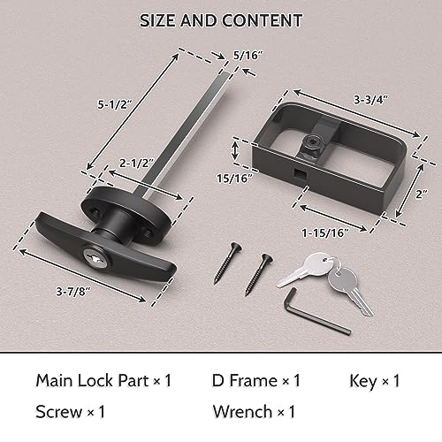 Shed Lock, 5-1/2" Steam with 2 Keys, Shed Door Latch, Door Lock Latch, Shed Door Hardware- Black