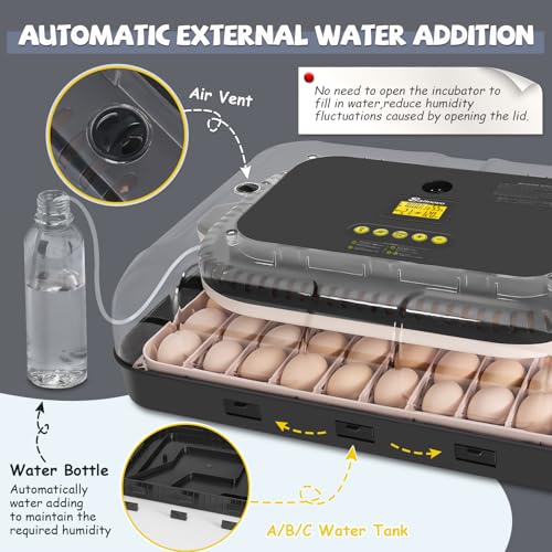 Sailnovo 70 Egg Incubator for Hatching Eggs with Automatic Turning and Auto Humidification, Temperature Control, Egg Candler, Incubator for Chicken Duck Quail Eggs, 23.23'' x 16.34'' x 7.09''