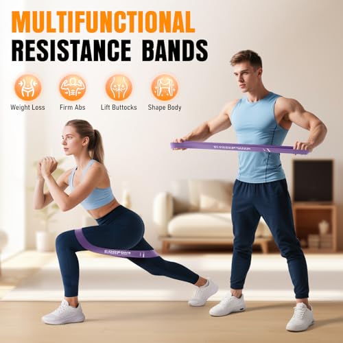 Resistance Bands for Working Out, Exercise Bands Resistance Bands Set with 5 Resistance Levels, Latex Loop Bands for Women Men, Workout Bands for Legs, Glutes, Strength Training, Yoga, Home Gym - color: 10-40LB Purple set