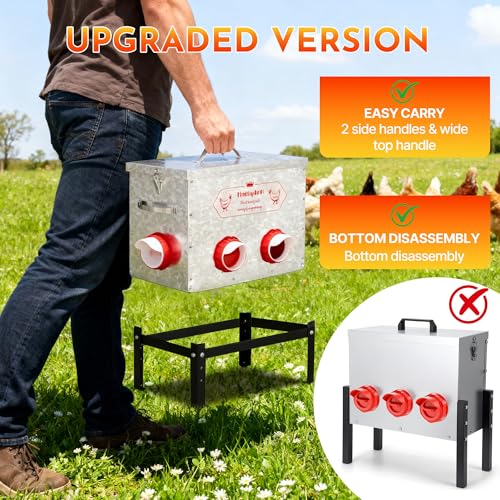 40Lb Automatic Chicken Feeder - No Waste Metal Chicken Feeders 6 Port Metal Silo with Locking Lid, Rat & Rodent Proof Weatherproof Design, Adjustable Legs for Poultry Outdoor Coop & Backyard Chickens - color: Matte Silver