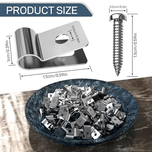 100 Pcs Stainless Steel Wire Fence Clips – Fence Wire Clamps with Screws – Secure 12-16 Gauge Welded Wire to Wood Posts - style: LS1