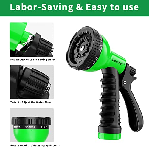 Besiter Garden Hose Nozzle Sprayer: 2 Pack 10 Watering Patterns Water Hose Spray Nozzles for Garden Hose Heavy Duty Hose Head Hose Attachment for Garden Hose YellowGreen - color: Yellow Green