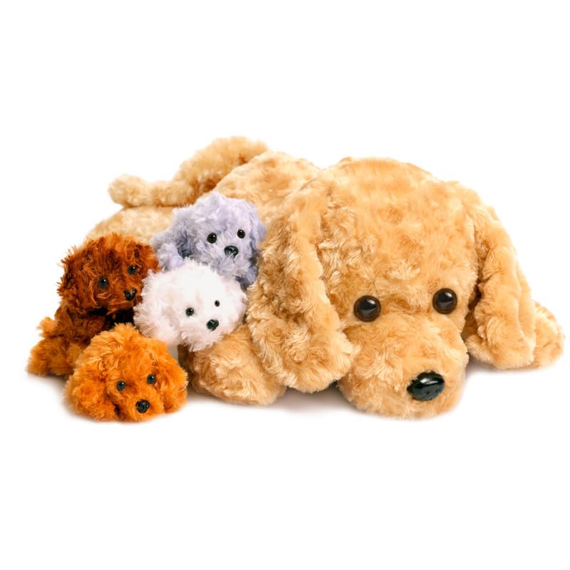 Dog Stuffed Animals Toys Gifts for Girls, Puppy Mommy with 4 Baby Puppies | Cute Stuffed Plush Toys Set for Toddlers Kids Ages 0-8+, Christmas Birthday Baby Shower Party Decor Storytime Companion Gifts - style: Dog