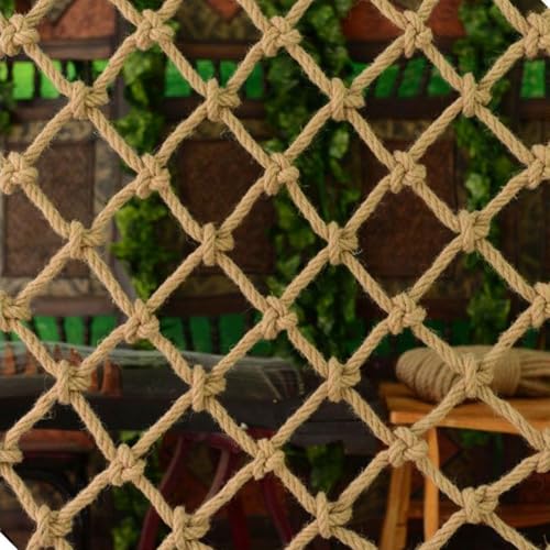 Jute Hemp Rope Nets for Safety & Decorative,Rope Ladder for Kids and Pet,Versatile Rope Net,Tree House Climbing Child Safety Stair Balcony Railing Protect(Size:1mx2m(3.2x6.5ft),Diamond Mesh) - size: 1mx2m(3.2x6.5ft)