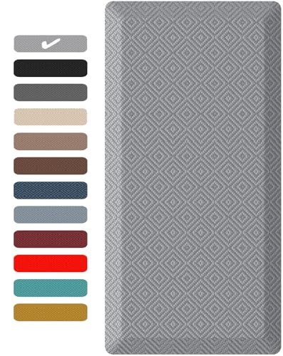 Ophanie Kitchen Mats for Floor,3/4 inch Thick,20x39 Anti Fatigue Cushioned Mat,Kitchen Rugs,Waterproof,Comfort Ergonomic Standing Mat for Office,Home,Sink with 99+ Pairs of Anti-Slip Bottom Ridges - color: Ash Gray, size: 20"L x 39"W x 0.8"Th