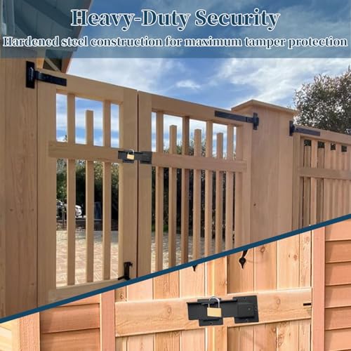 9-Inch Heavy Duty Flip Gate Latch with 4 Padlock Holes 4mm Thick Carbon Steel Adjustable Door Latch for Sliding/Swing Gates, Barn, Shed, Garage, Yard, Fence (2pcs 9 inch) - size: 2pcs 9 inch