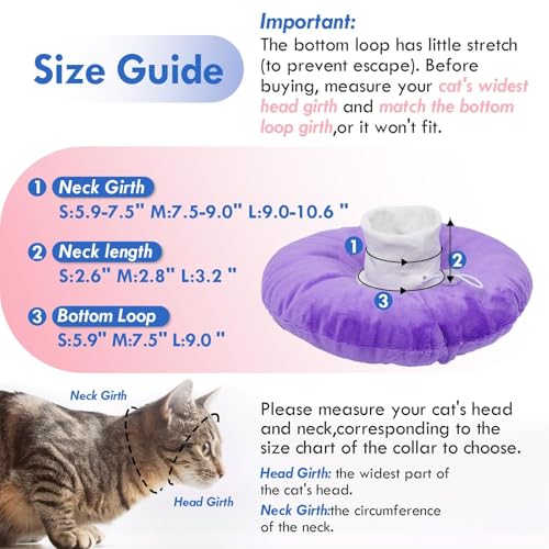 Cat Cone Collar Soft, Adjustable & Lightweight Kitten Elizabethan e Collar to Stop Licking After Surgery, Ideal for Wound Recovery, Durable & Machine Washable, Purple Small - color: Purple, size: Small(Neck:5.9")
