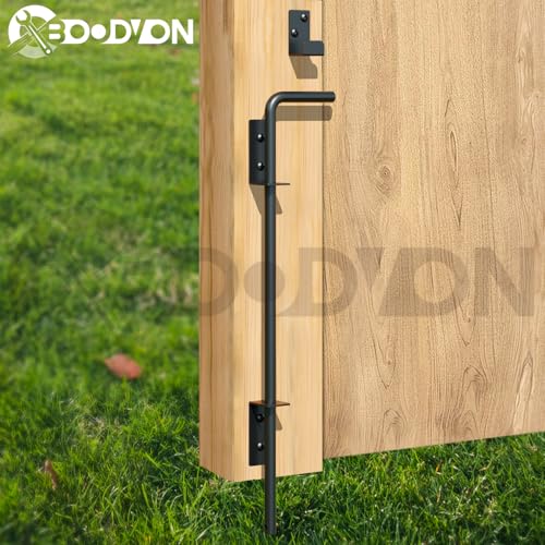 18" Cane Bolt Gate Drop Rod Heavy Duty Gate Hardware, Gate Ground Latch for Wood Metal Vinyl Gates Doors Stopper for Gate Ground, Wrought Iron Gate Latches, Black Finish-1 Pack - size: 18 Inch