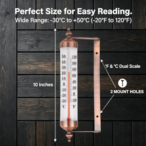 Outdoor Thermometer Waterproof, 10-Inch Decorative Outdoor Thermometer