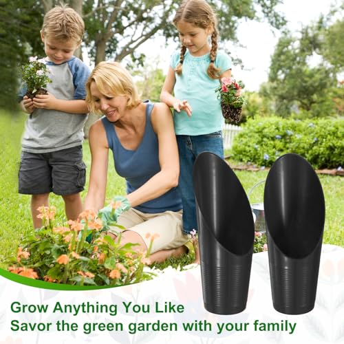 M METERXITY 3-Pack Bonsai Soil Scoops, Plastic Garden Soil Scoops Bucket Shovel Potting Scoopers for Transplanting/Flower Planting/Plant Succulent, Colorful Small Gardening Tools [Black] - color: Black