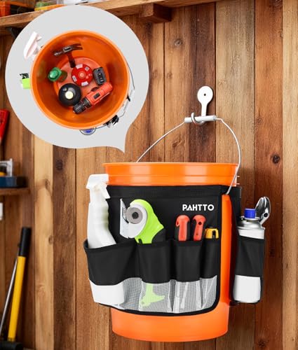 Bucket Tool Organizer, 5 Gallon Garden Bucket Tool Bag with Mesh Pocket | Waterproof Bucket Storage Caddy, Versatile for Car Wash Suppliers, Gardening Tools, Fishing Gear, Fit 3.5 to 5 Gallon Buckets