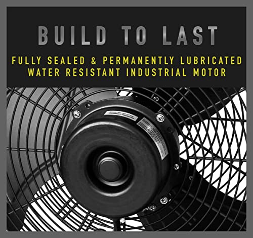 iLiving Wall Mounted Variable 14 Inches Speed Indoor/Outdoor Weatherproof Fan, Industrial grade for Patio, Greenhouse, Garage, Workshop, and Loading Dock, 2473 CFM, Black - size: 14-Inch
