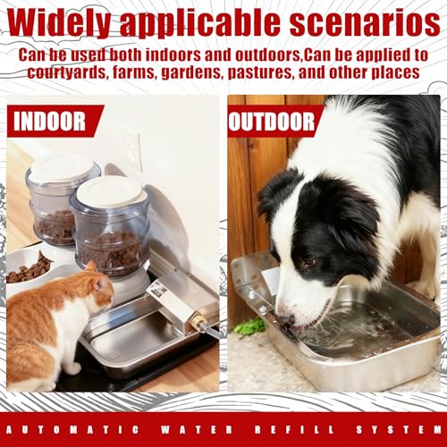 Automatic Dog Water Dispenser 1 Gal/3.8L Outdoor Dog Water Bowl Auto-Fill Water Feeder Stainless Steel Large Livestock Waterer Fit 3/4" GHT Faucet Wide Mouth Wall/Ground Mount - size: 1 Gal