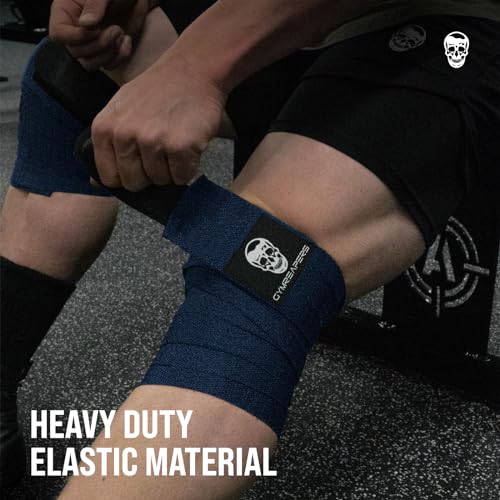Gymreapers Knee Wraps for Squats and Powerlifting 72 Inch Compression Wraps with Strap for Men & Women Weightlifting Support - color: Navy
