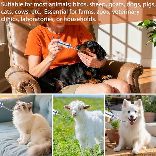 50 mL Reusable Feeding Syringes with 2 Nozzles, 2 Pack | Adjustable Medicine Doser and Drench Gun for Newborn Pets, Goats, Lambs, Pigs, Dogs, Cats, Birds and Other Small Animals - size: 50ml(2-Pack)