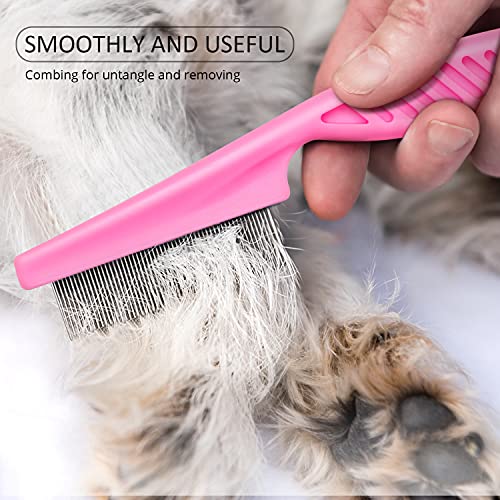 Boao 6 Pack Flea Comb Pet,Pink, Yellow, Dark Blue, Green, Blue, Orange | Stainless Steel Rounded Teeth, Double Sided Design, Lice Remover, Tear Stain Tool, Dematting Brush for Cats Dogs Grooming - color: Pink, Yellow, Dark Blue, Green, Blue, Orange