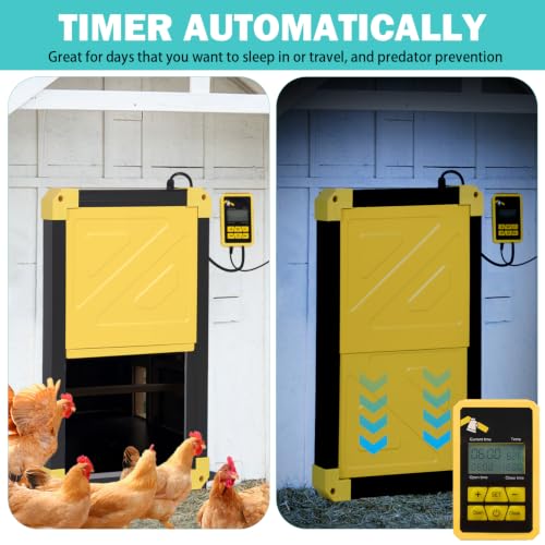 Aivituvin Solar-Powered Automatic Chicken Coop Door with Heating, Weatherproof Auto Opener for Chicken Houses/Duck Runs, Dual Power Modes, Safety Sensor, Easy Installation (Black) - size: 22.4"L x 3.5"W x 14.6"H