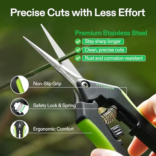 VIVOSUN 6.5 Inch Garden Scissors, Black Pruning Shears for Plants, 2-Pack | Straight Precision Stainless Steel Blades, Comfort Ergonomic Grips, Ideal Snip for Deadheading, Trimming & Shaping Plants - style: Black Straight Blade