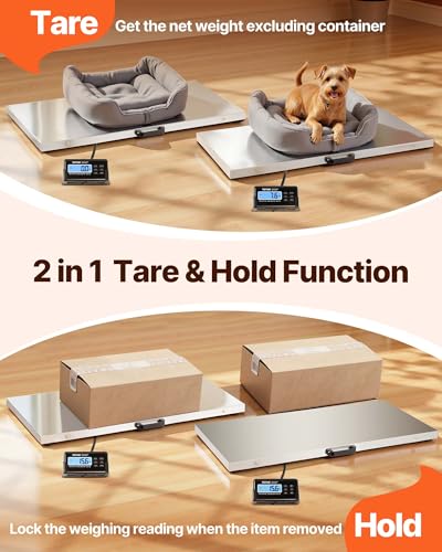 VEVOR 880Lbs x 0.2Lbs Livestock Scale Shipping Scales Large Platform 40.6x20.9Inch Stainless Steel Vet Scale Industrial Floor Scale Large Animal Dog Pig Scale Goat Weight Scale Pet Digital Scale | For Dogs, Pigs, Goats and Animal Pets, Stainless Steel Ind