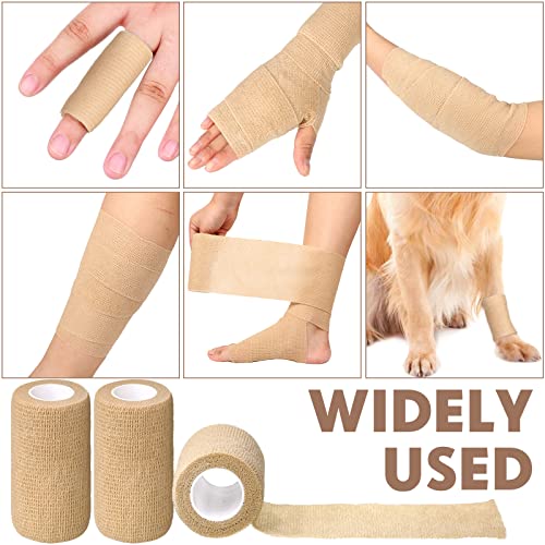 Treela 36 Pcs Self Adherent Bandage 4" X 5 Yard Wrap Breathable | Cohesive Bandage Elastic Adhesive Tape for Stretch Athletic Sports Wrist Ankle - color: Nude, size: 4" X 5 Yard