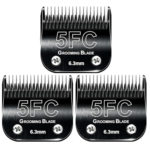 3 Pcs Size 5FC Detachable Dog Grooming Blades, Compatible with Andis, Oster A5, Wahl KM10 Series Clippers, Cut Length 6.3mm, Black (5FC 6.3mm, 3Pcs) - size: 5FC 6.3mm, 3Pcs