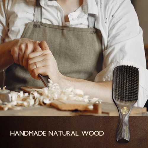 NORSEWOOD Boar Bristle Brush for Shine and Texture - Stiff Bristles for Medium Hair/Beards, Cleaning Brush Included | for Shine & Texture, Hairbrush for Men, with Cleaning Tools