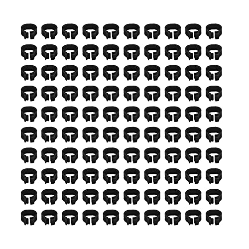Omabeta 100PCS Reusable 8mm Pigeons Identification Leg Rings for Easy Dovecot Management and Marking, Lightweight Plastic Bands for Poultry Supplies (Black) - color: Black