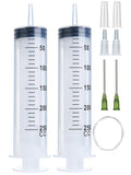 2 Pack 250ml Syringes with 55.1” Tube and Needle 14G 1.5”, Sterile Syringe with Cap Individually Packaged for Scientific Labs, Measuring, Watering, Refilling - style: 250 ml