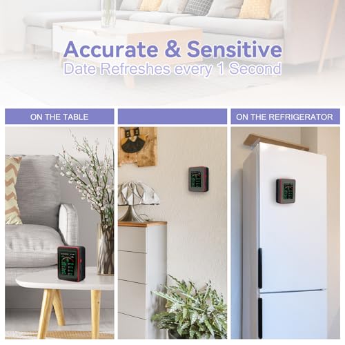 15-in-1 Air Quality Monitor with WiFi, Indoor Temperature Humidity Sensor, Real-Time Display, App Control, Portable for Home and Office