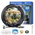 Mellbree Misters for Outside Patio 30FT/9M, Pre-Assembled Misting Cooling System with 8 Brass Nozzles & 3/4" Adapter, Outdoor Mister for Backyard, Garden, Greenhouse, Chicken Coop, Dog House - size: 30FT