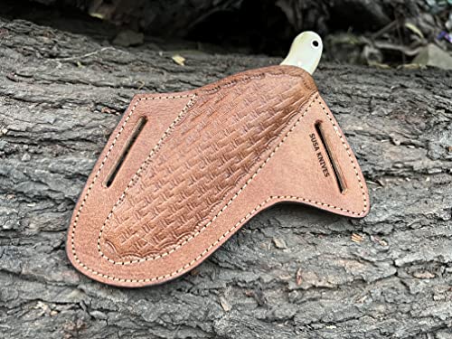 Custom Handmade 7'' fixed blade hoof rasp knife/Cow boy knife/Bull cutter Cowboy knives with pancake leather sheath - color: WHITE